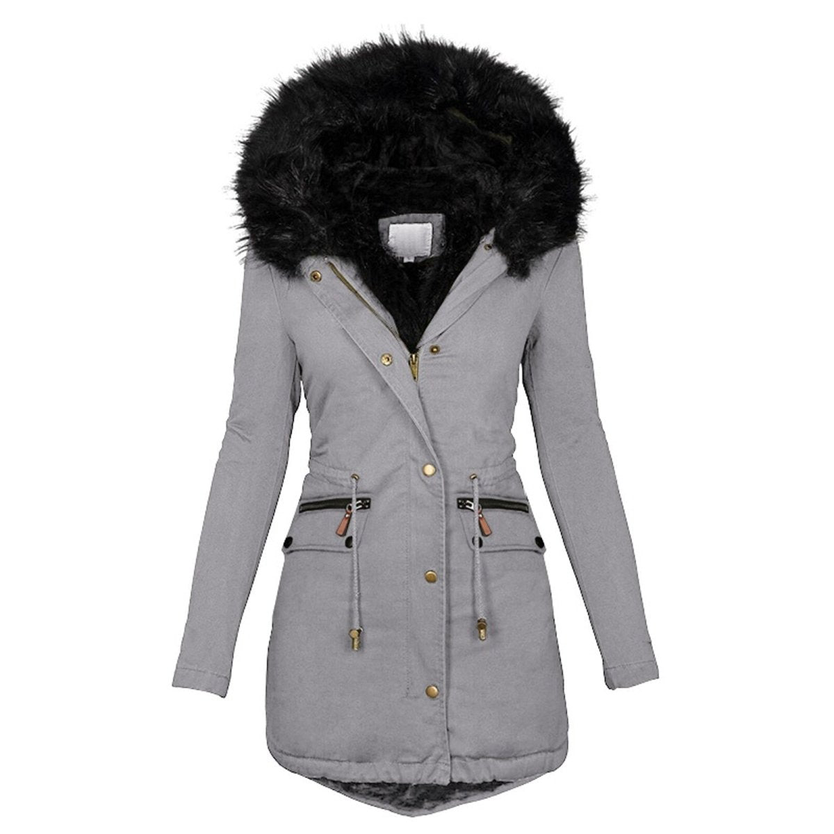 Street-Wave Long Winter Coat For Women With Adjustable Waist And Fur Hood Warmth And Practical Pockets