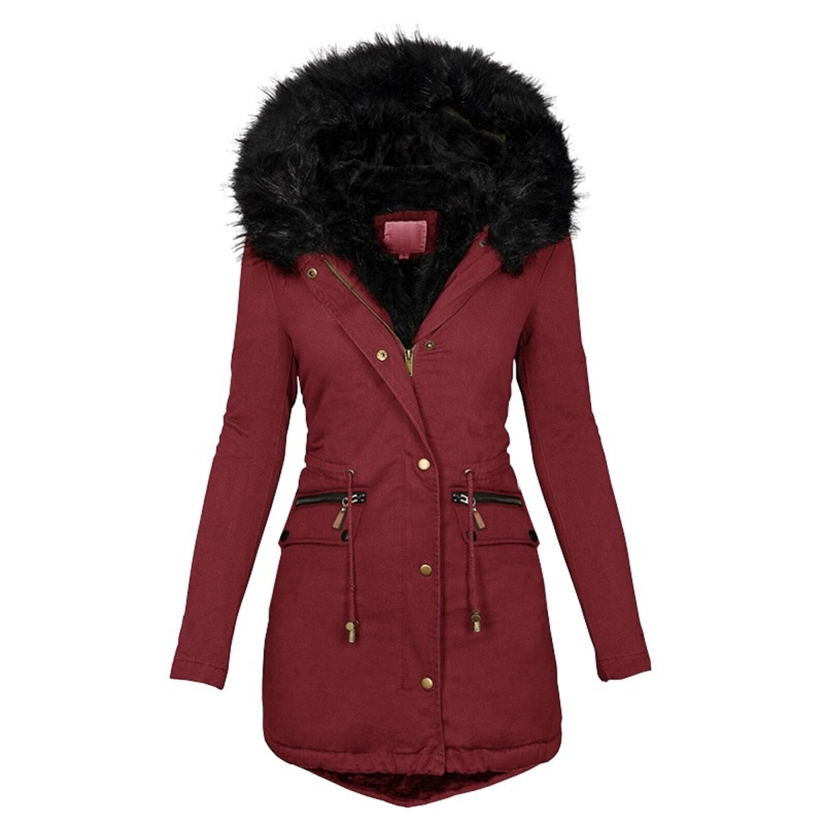 Street-Wave Long Winter Coat For Women With Adjustable Waist And Fur Hood Warmth And Practical Pockets