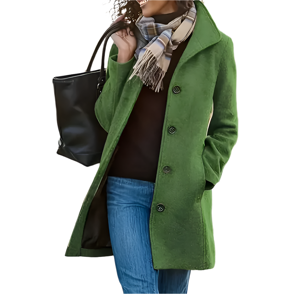 Streetwave Long Casual Womens Coat With Cozy Boucle Fabric And Button Front Warmth
