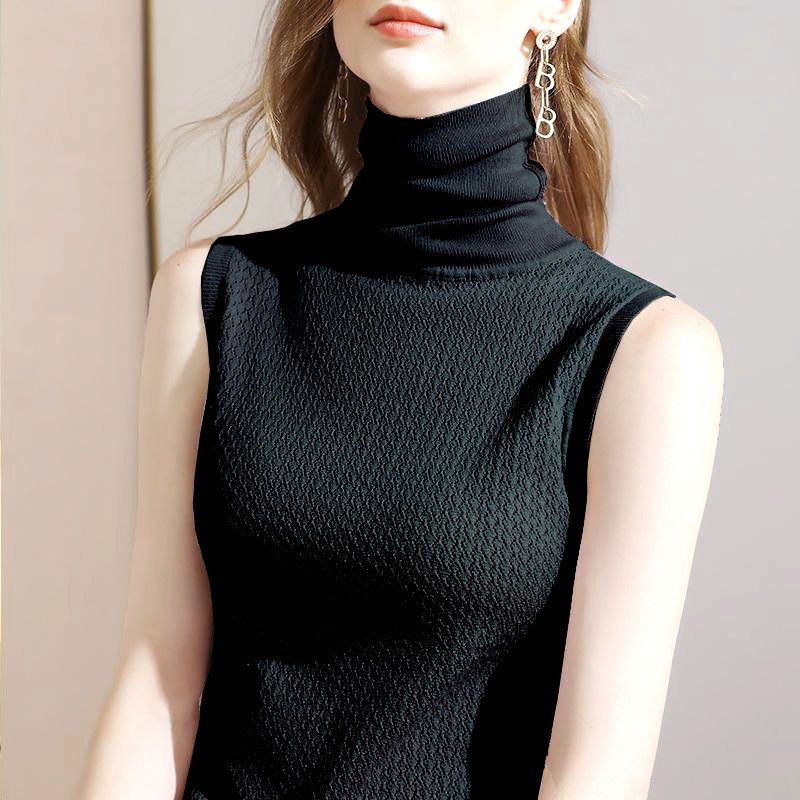 Street Wave Sleeveless High Neck Knit Pullover For Women Soft Cozy Layerable Warmth