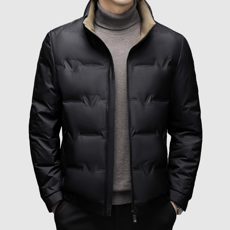 Men's Duck Down Winter Jacket Zip Up By Street-Wave Lightweight Warm Puffer Coat For Outdoor Cold Weather
