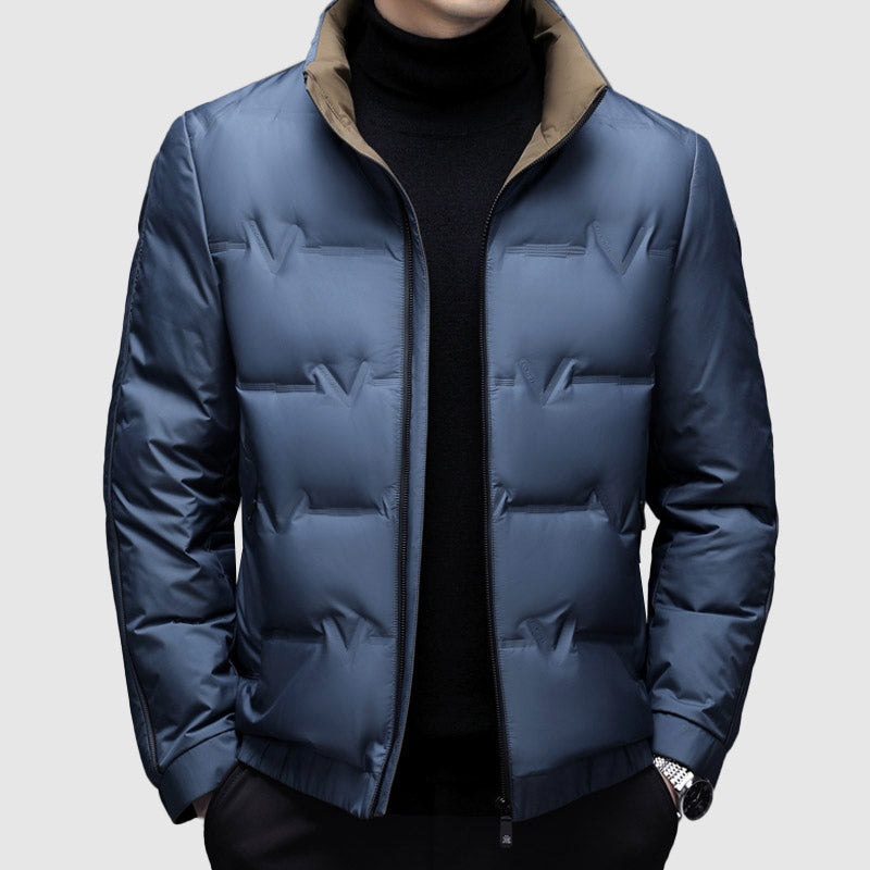 Men's Duck Down Winter Jacket Zip Up By Street-Wave Lightweight Warm Puffer Coat For Outdoor Cold Weather