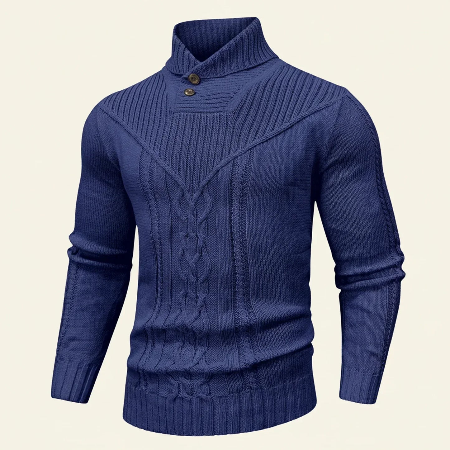 Street Wave Mens Cable Knit Shawl Collar Sweater Pullover Layering Warmth