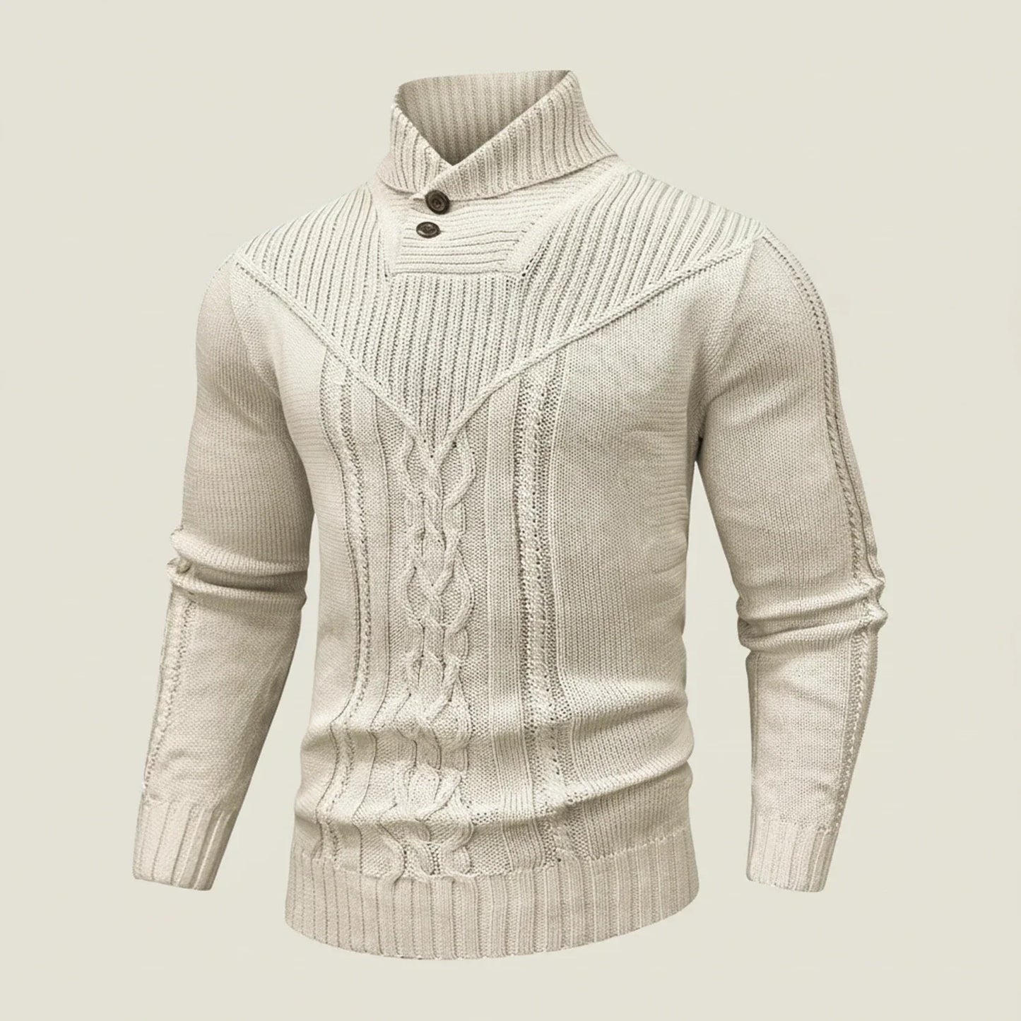 Street Wave Mens Cable Knit Shawl Collar Sweater Pullover Layering Warmth