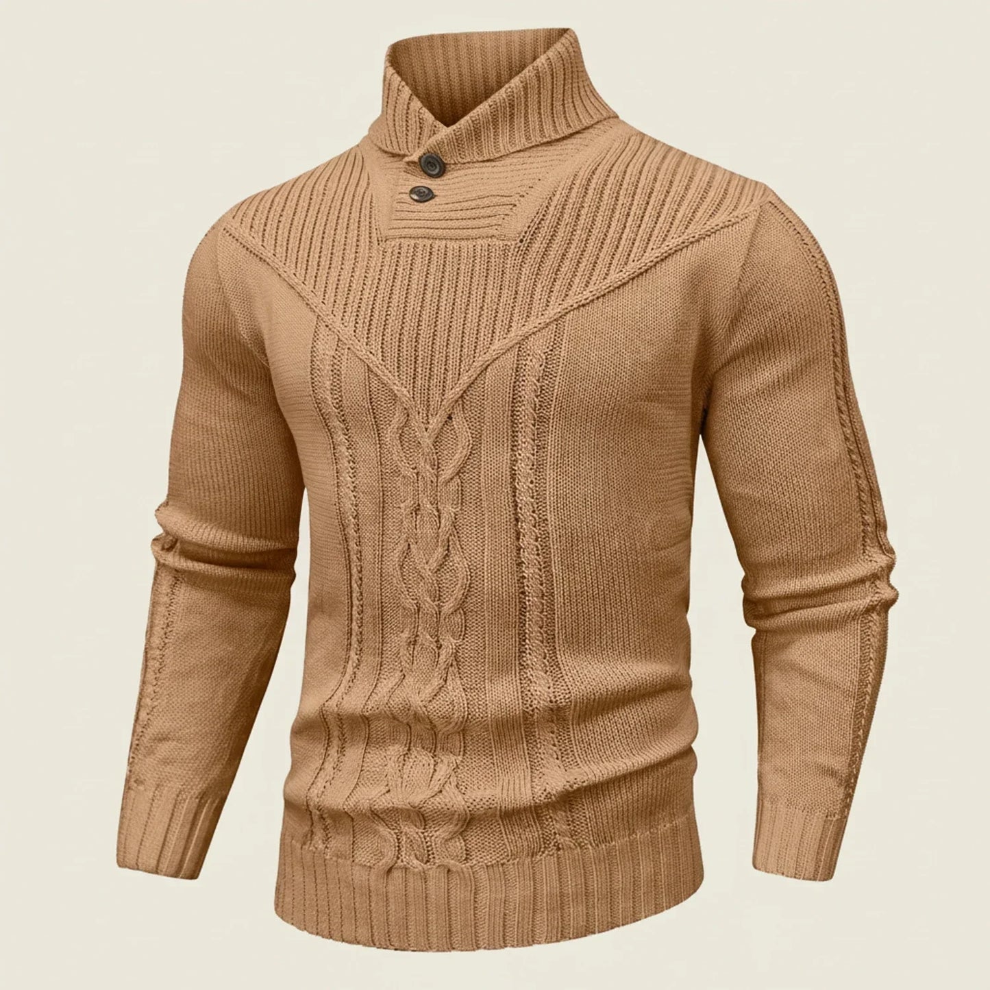 Street Wave Mens Cable Knit Shawl Collar Sweater Pullover Layering Warmth