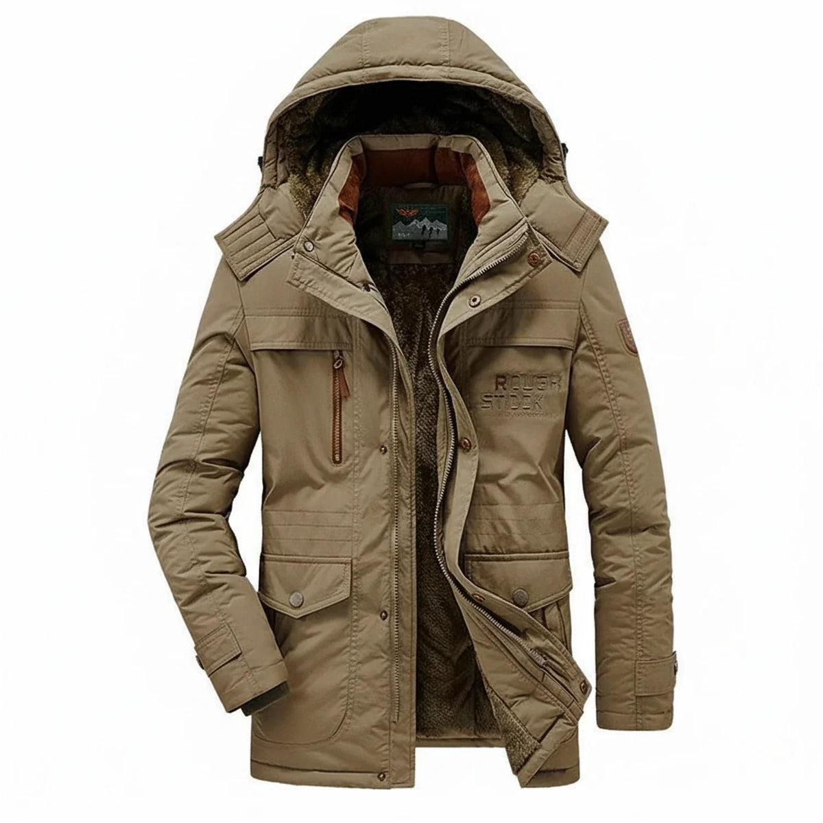 Street-Wave Mens Winter Hooded Parka Jacket Military Mid Length Full-Zip