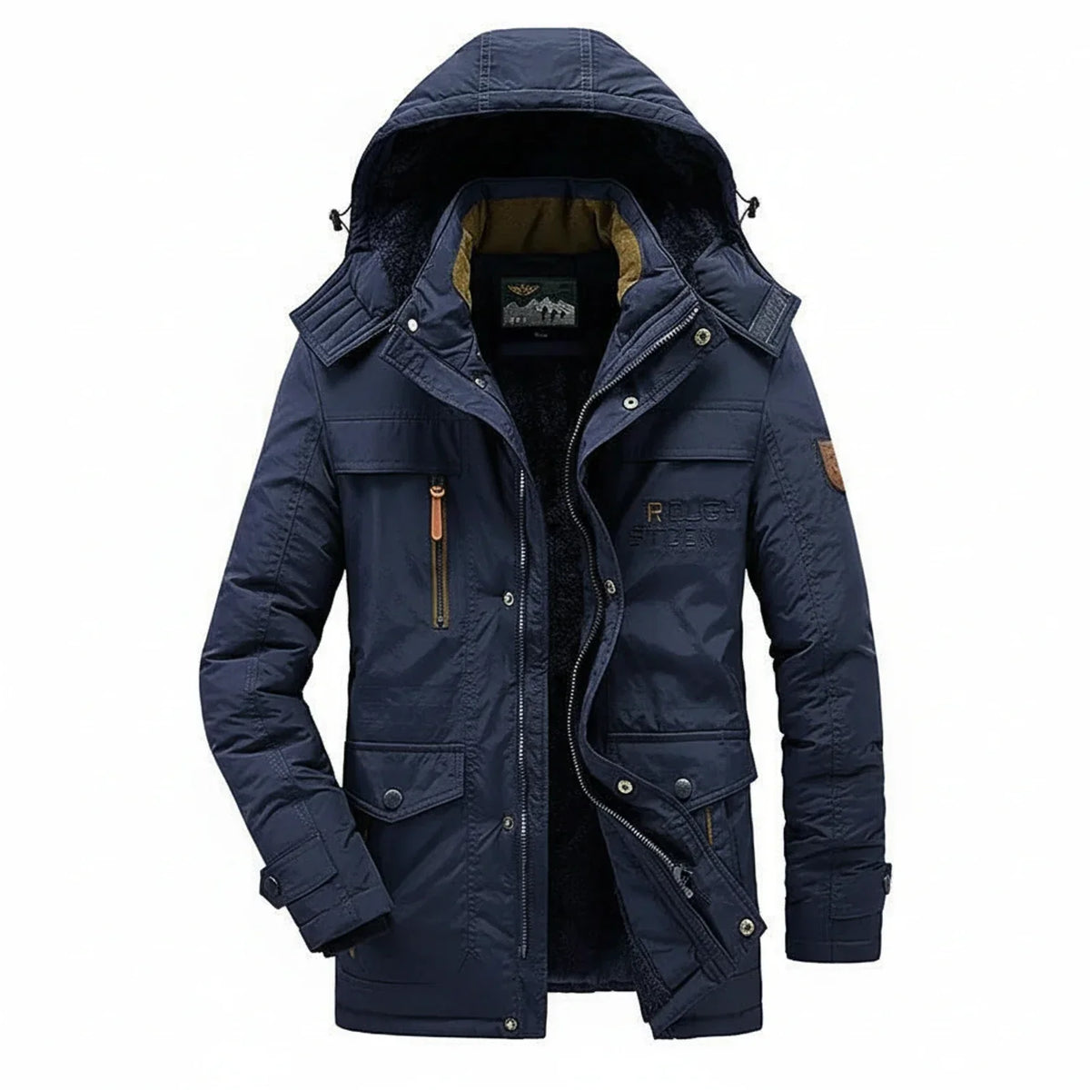 Street-Wave Mens Winter Hooded Parka Jacket Military Mid Length Full-Zip