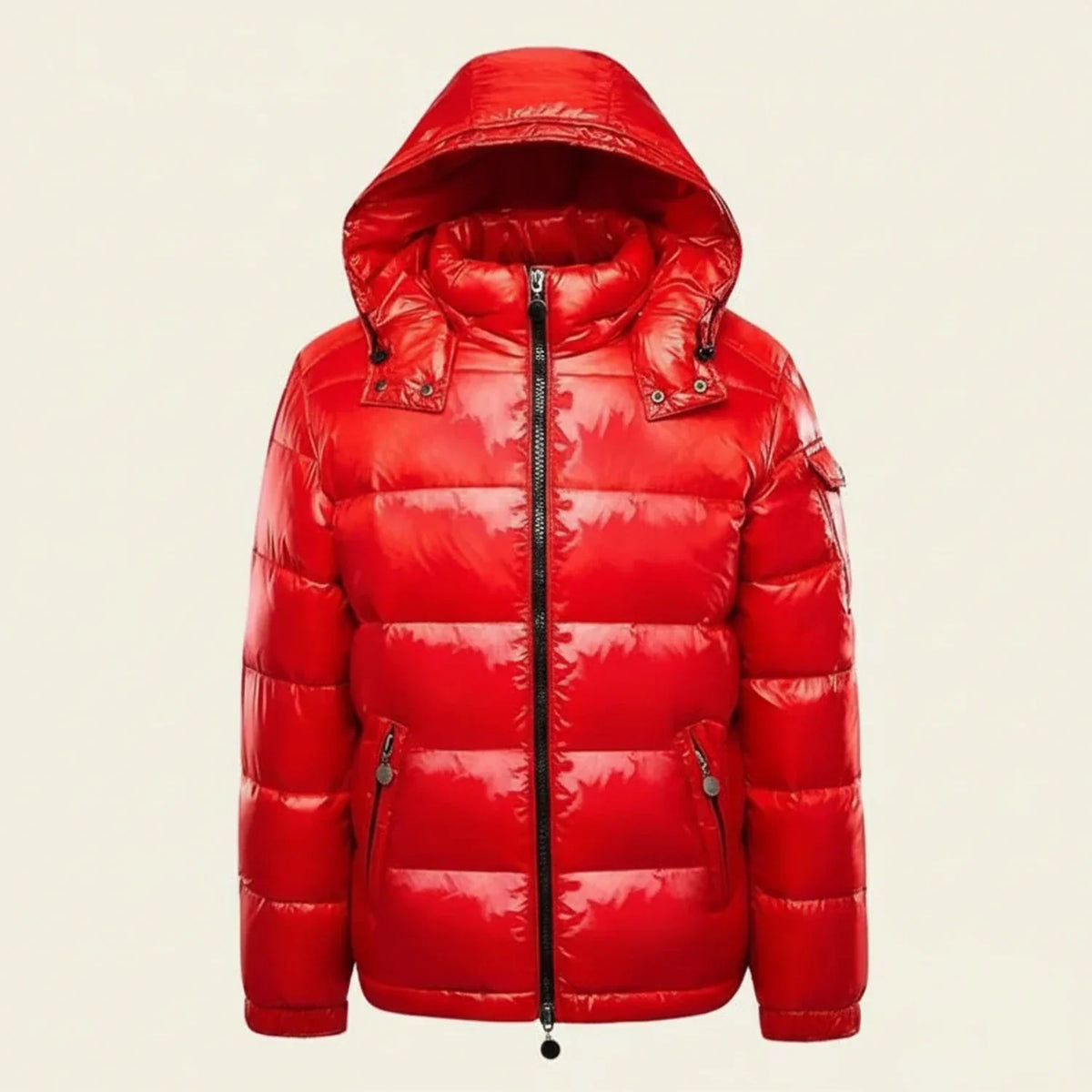 Street-Wave Men's Glossy Hooded Puffer Jacket With Zip Front Warm Winter Coat