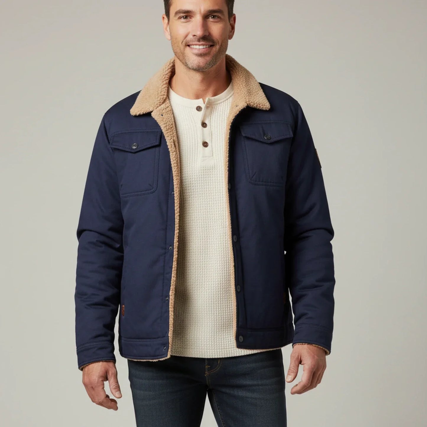 Street Wave Men's Sherpa Collar Trucker Jacket With Cozy Lining