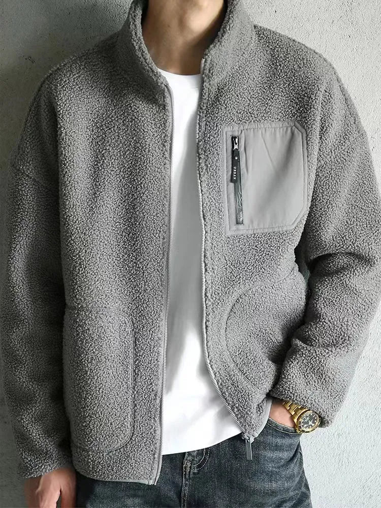 Street-Wave Logan Fleece Jacket For Men Cozy Autumn Warmth And Style With Zip Pocket