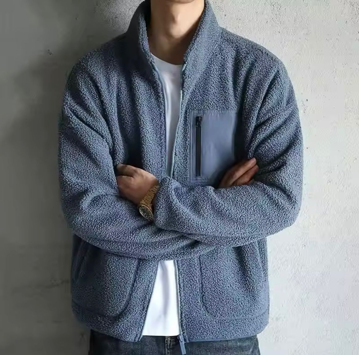 Street-Wave Logan Fleece Jacket For Men Cozy Autumn Warmth And Style With Zip Pocket
