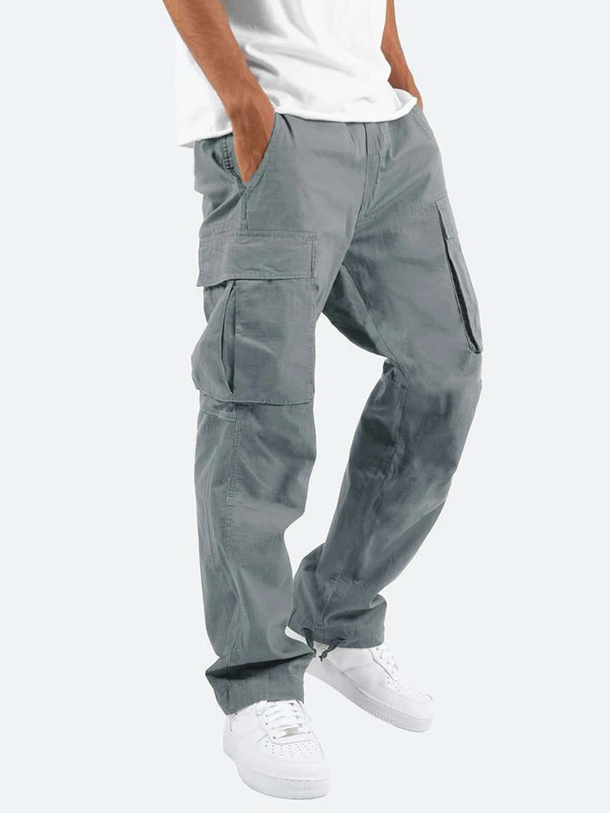 Street-Wave Men Cargo Pants With Side Pockets Relaxed Fit Utility