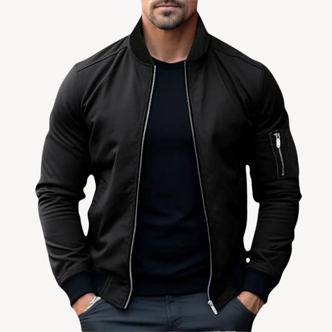 Street-wave Men's Classic Zip-Up Bomber Jacket Versatile and Stylish Outerwear for Men