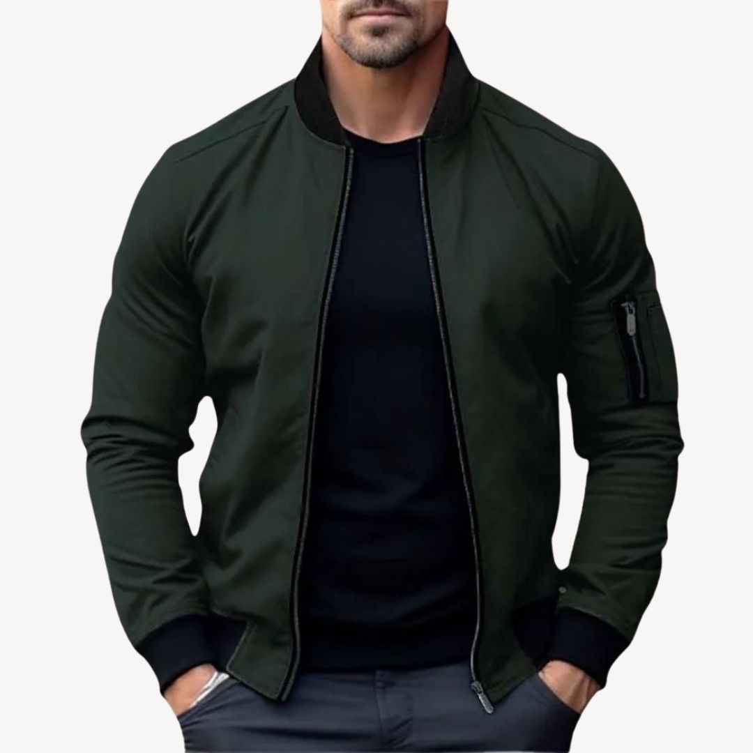 Street-wave Men's Classic Zip-Up Bomber Jacket Versatile and Stylish Outerwear for Men