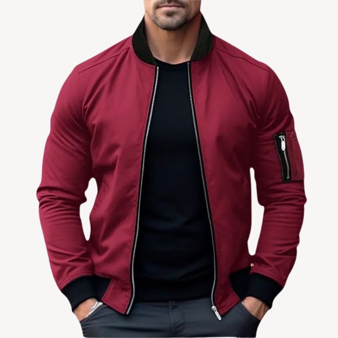 Street-wave Men's Classic Zip-Up Bomber Jacket Versatile and Stylish Outerwear for Men