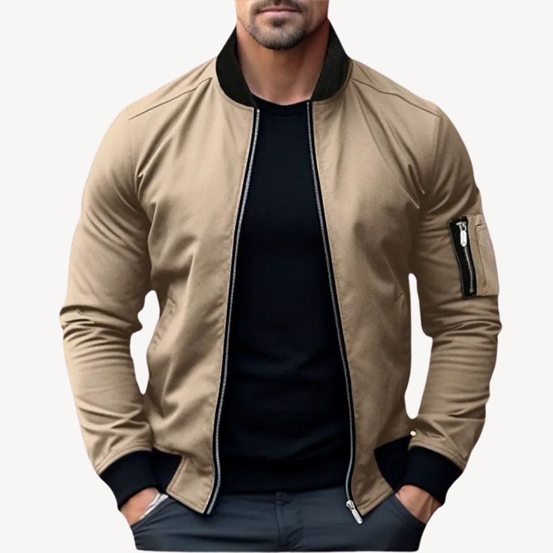 Street-wave Men's Classic Zip-Up Bomber Jacket Versatile and Stylish Outerwear for Men