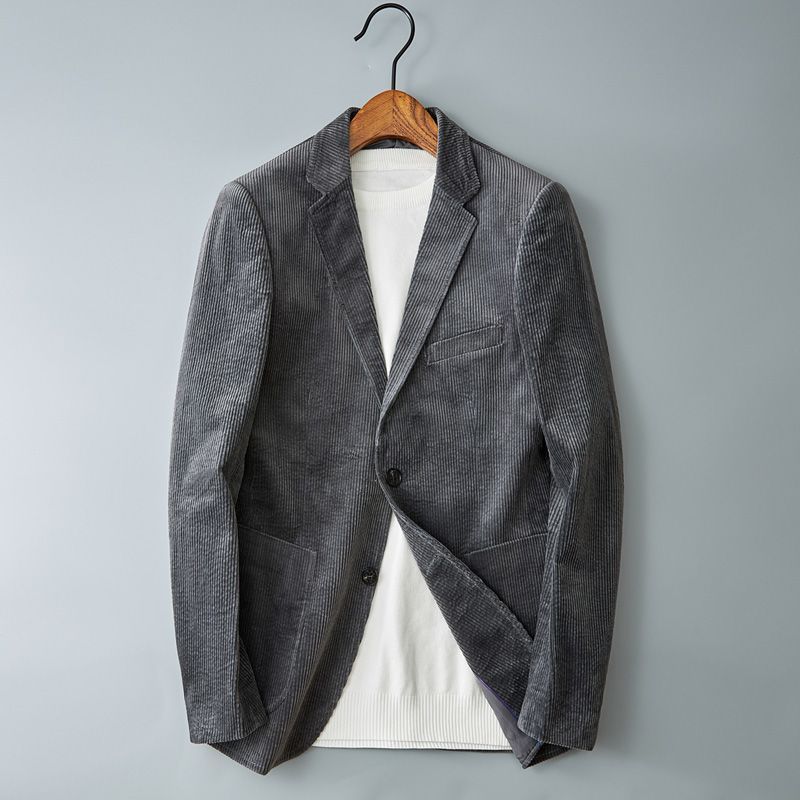 Street-wave Corduroy Blazer For Men Notch Lapel With Timeless Smart Casual Appeal