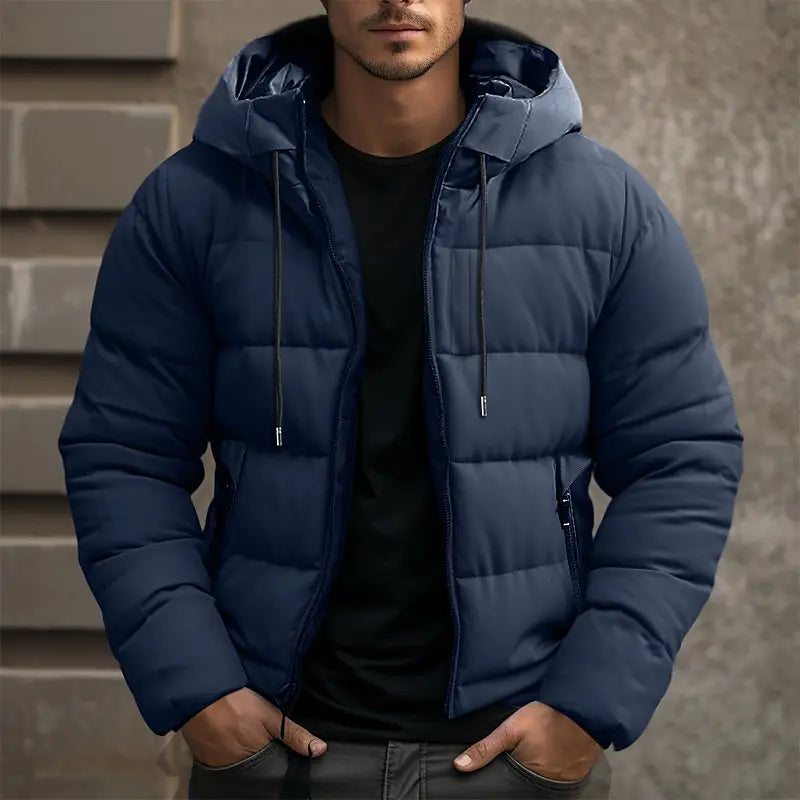 Street-Wave Mens Hooded Insulated Puffer Jacket For Winter Warmth And Comfort With Windproof Style
