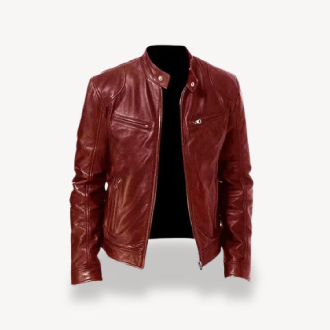 Street-wave Premium Leather Biker Jacket For Men With Zipper Front Durable Elegance
