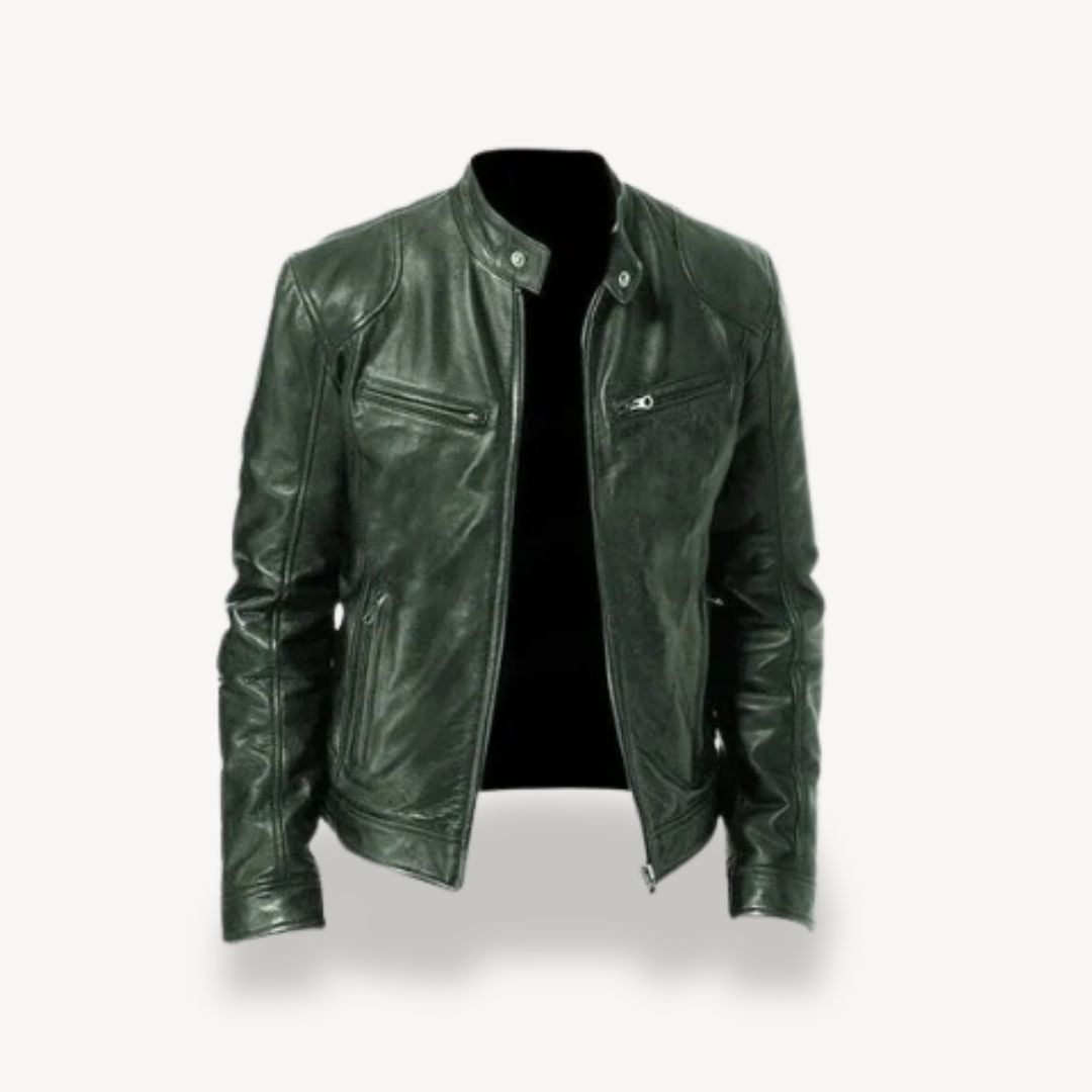 Street-wave Premium Leather Biker Jacket For Men With Zipper Front Durable Elegance
