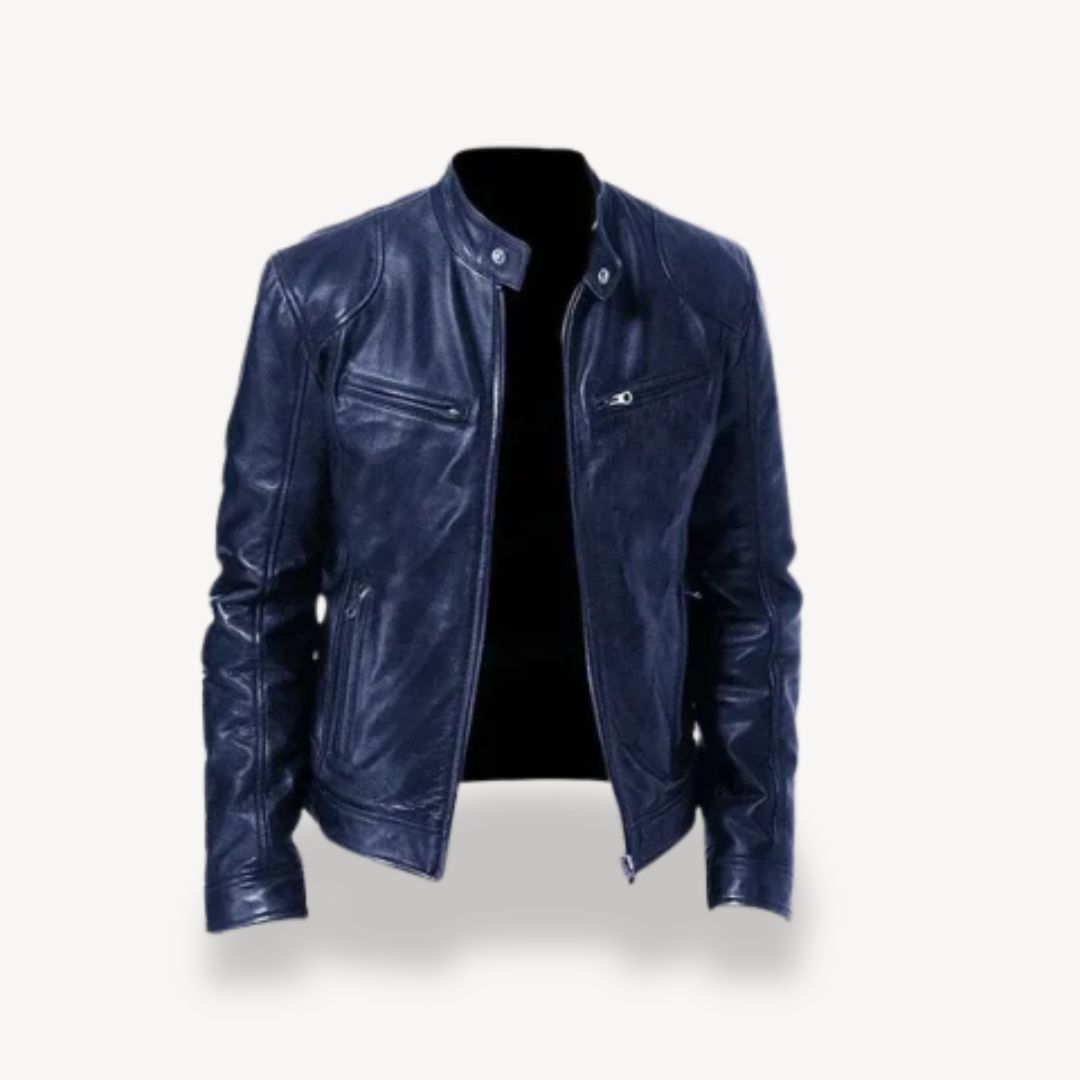 Street-wave Premium Leather Biker Jacket For Men With Zipper Front Durable Elegance