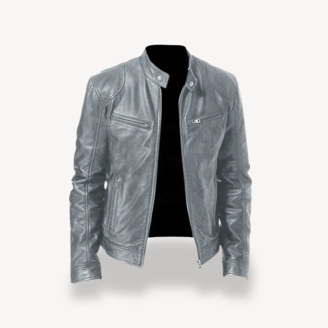 Street-wave Premium Leather Biker Jacket For Men With Zipper Front Durable Elegance