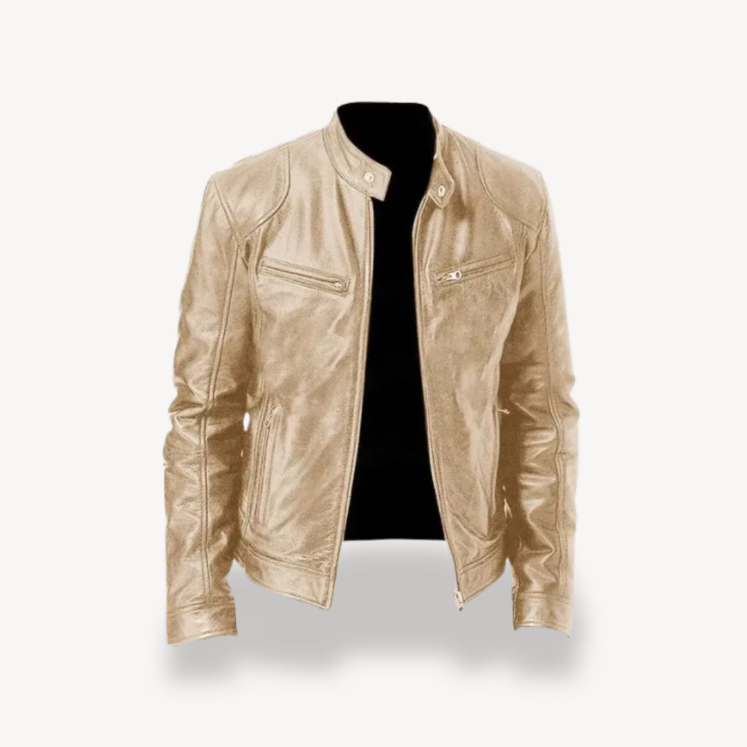 Street-wave Premium Leather Biker Jacket For Men With Zipper Front Durable Elegance