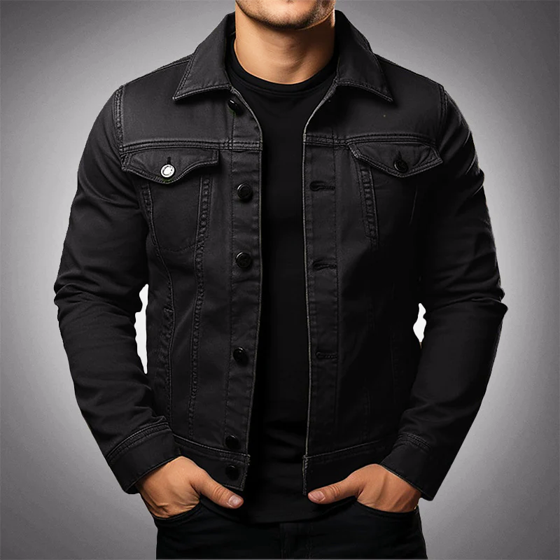 Street-Wave Men's Structured Denim Jacket With Button Closure And Chest Pockets Casual Urban Style