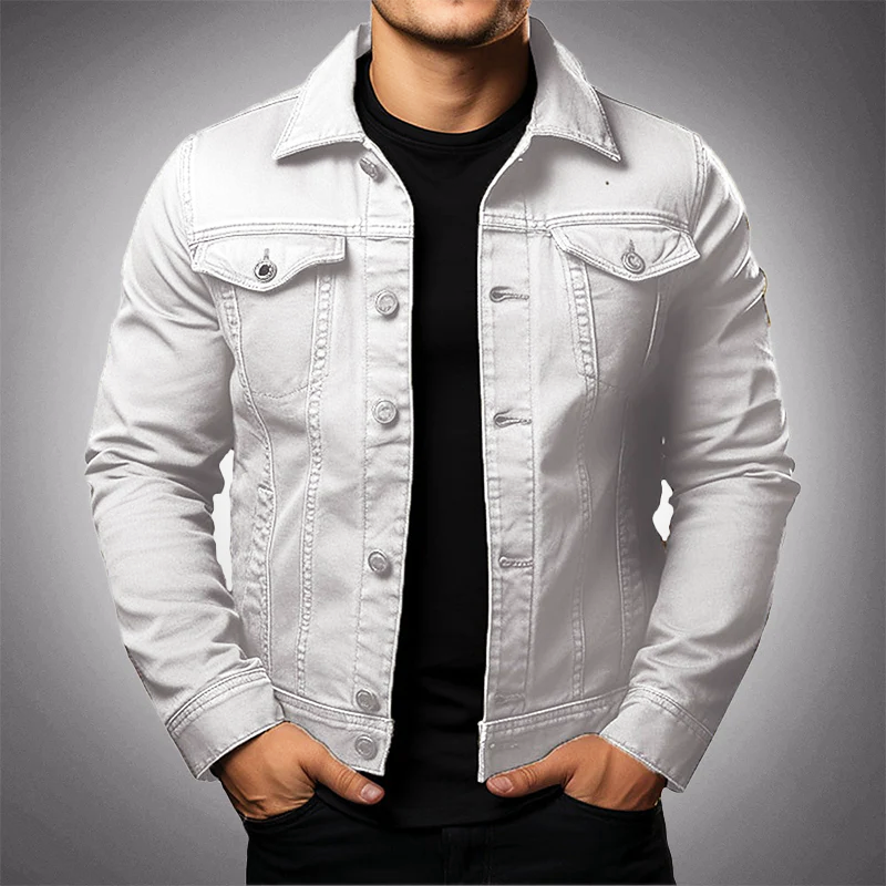 Street-Wave Men's Structured Denim Jacket With Button Closure And Chest Pockets Casual Urban Style
