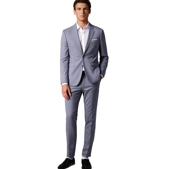 Street-Wave Mens Black Two Piece Suit With Blazer And Trousers Slim Fit Formal Business Attire