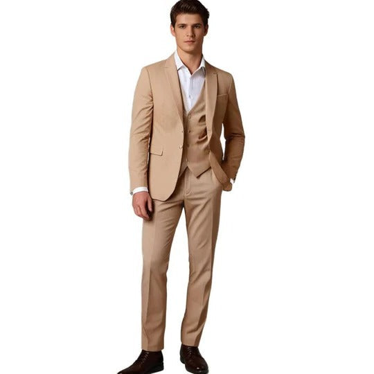 Street-Wave Mens Black Two Piece Suit With Blazer And Trousers Slim Fit Formal Business Attire
