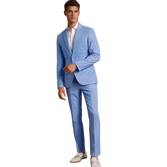 Street-Wave Mens Black Two Piece Suit With Blazer And Trousers Slim Fit Formal Business Attire