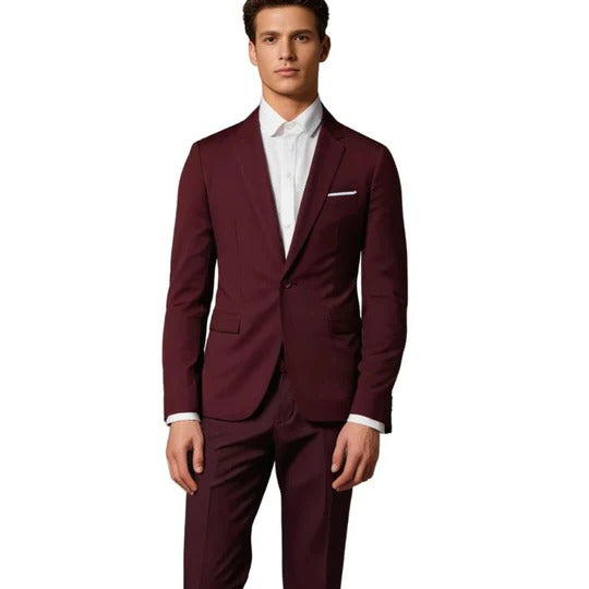 Street-Wave Mens Black Two Piece Suit With Blazer And Trousers Slim Fit Formal Business Attire