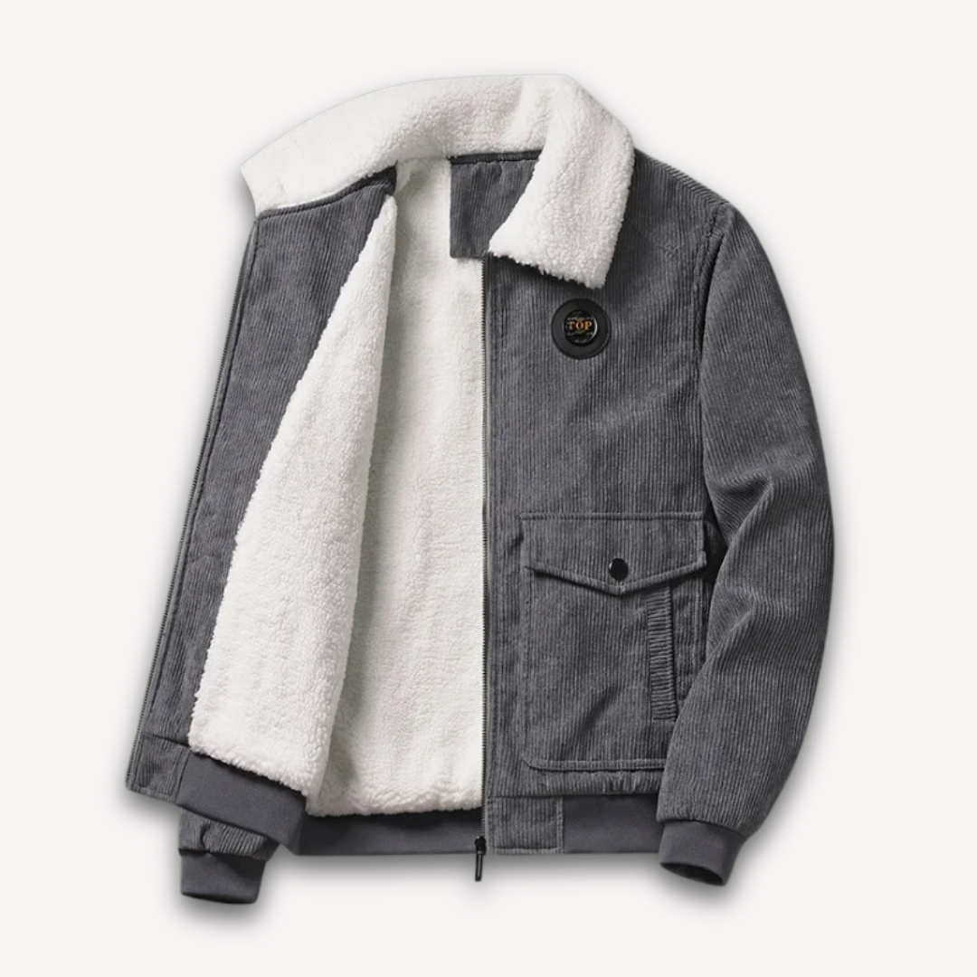 Street-wave Mens Winter Corduroy Jacket With Sherpa Lining For Warmth And Comfort