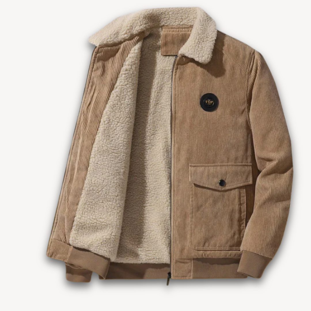 Street-wave Mens Winter Corduroy Jacket With Sherpa Lining For Warmth And Comfort