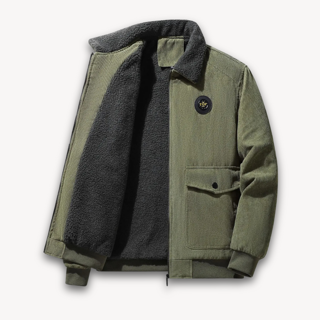 Street-wave Mens Winter Corduroy Jacket With Sherpa Lining For Warmth And Comfort