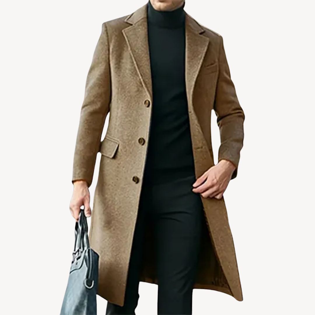 Streetwave Mens Wool Overcoat Long Coat For Gentlemen Timeless Elegant Warm Premium City Ready Outerwear
