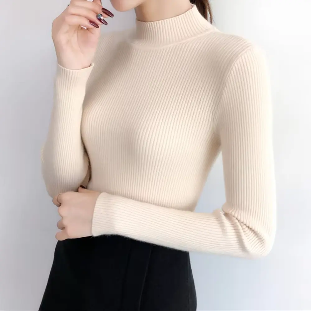 Waylynn Mia Mock Neck Sweater For Women Cozy Slim Fit Knit Top