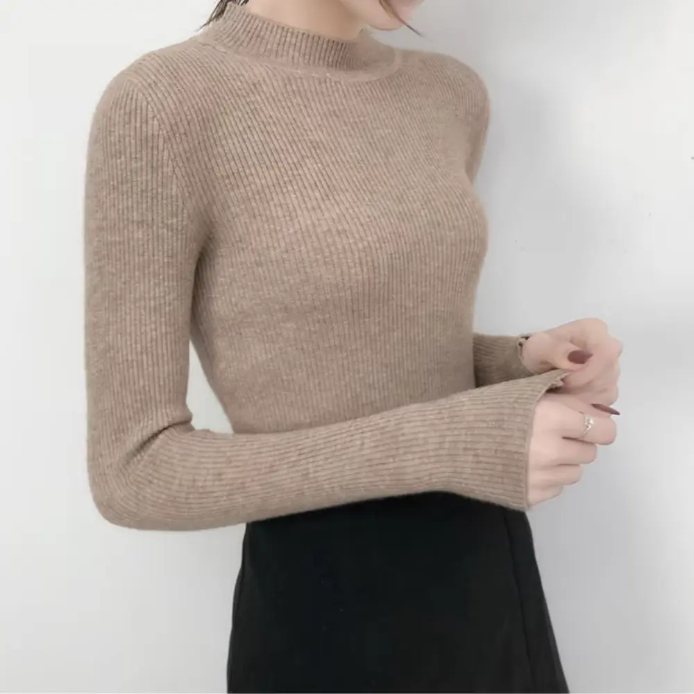 Waylynn Mia Mock Neck Sweater For Women Cozy Slim Fit Knit Top