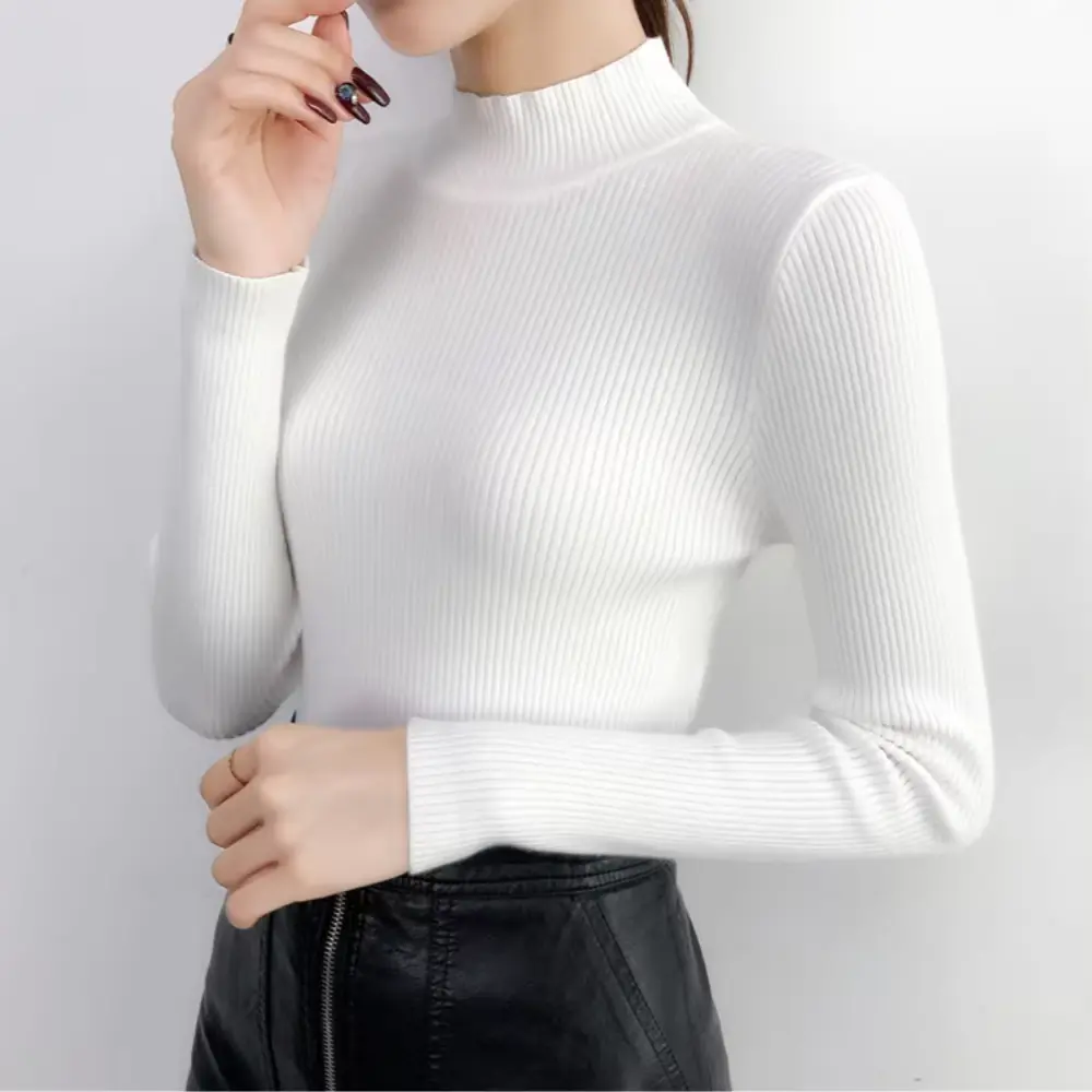 Waylynn Mia Mock Neck Sweater For Women Cozy Slim Fit Knit Top