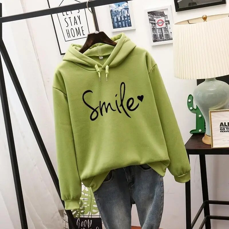 Smile Love Hoodie By Street-Wave Cozy Soft Fleece Lined For Everyday Comfort All Day Warmth And Positive Smile Print