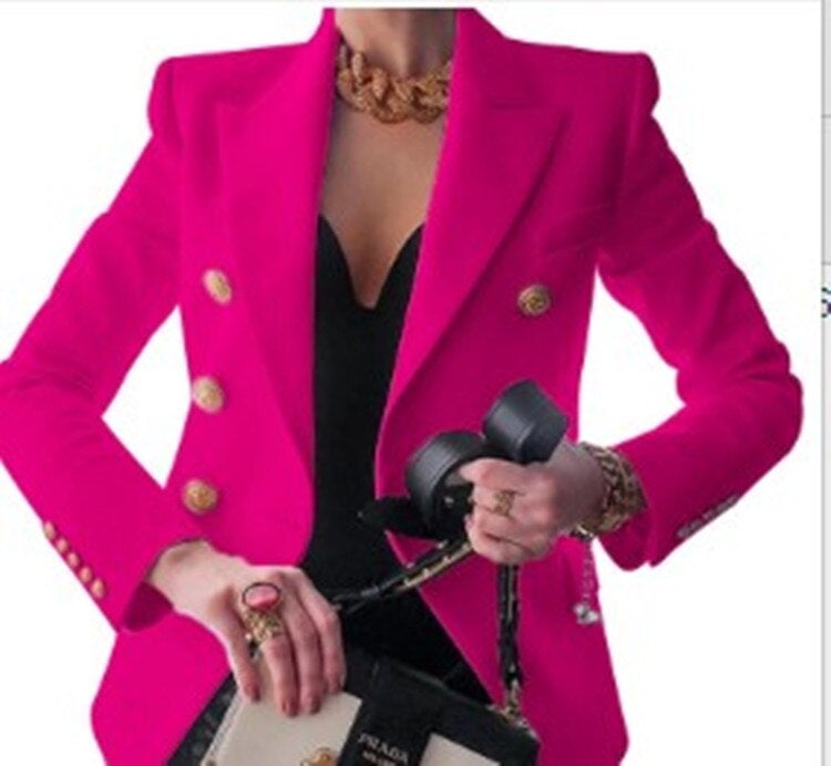 Streetwave Navy Blazer Double Breasted With Gold Buttons For Professional Women Office Wear