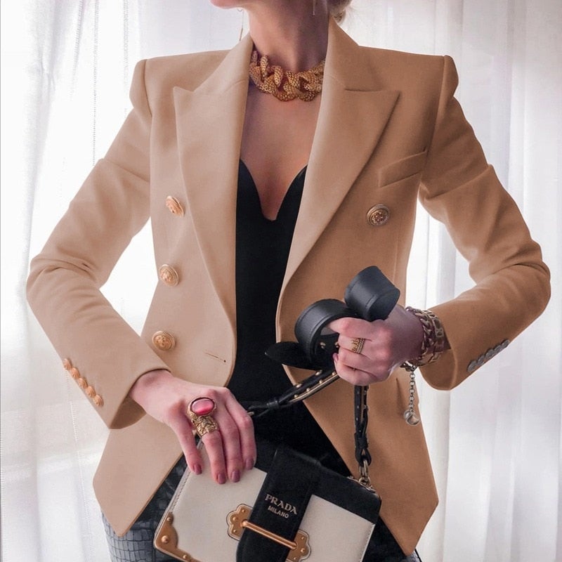 Streetwave Navy Blazer Double Breasted With Gold Buttons For Professional Women Office Wear