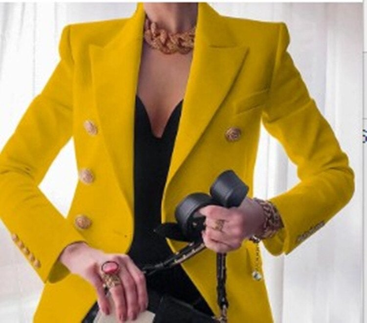 Streetwave Navy Blazer Double Breasted With Gold Buttons For Professional Women Office Wear