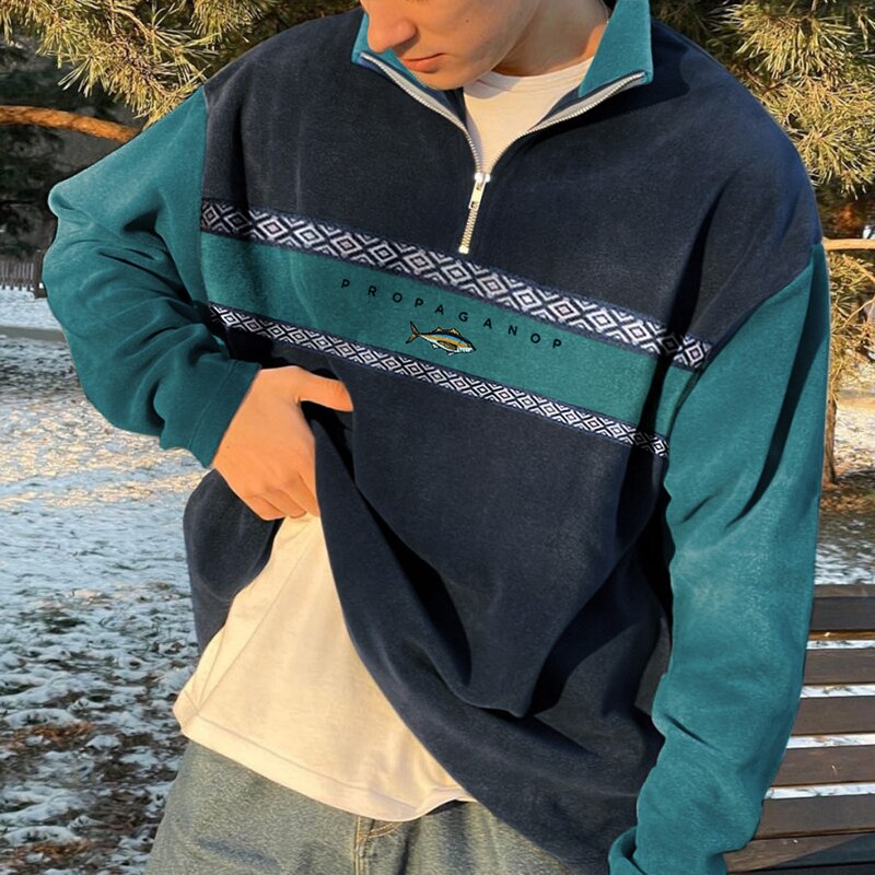 Streetwave Half Zip Pullover Berengar Modern Warm Fleece Sweater For Men Versatile Casual Wear