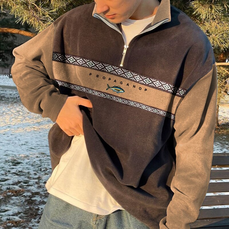 Streetwave Half Zip Pullover Berengar Modern Warm Fleece Sweater For Men Versatile Casual Wear