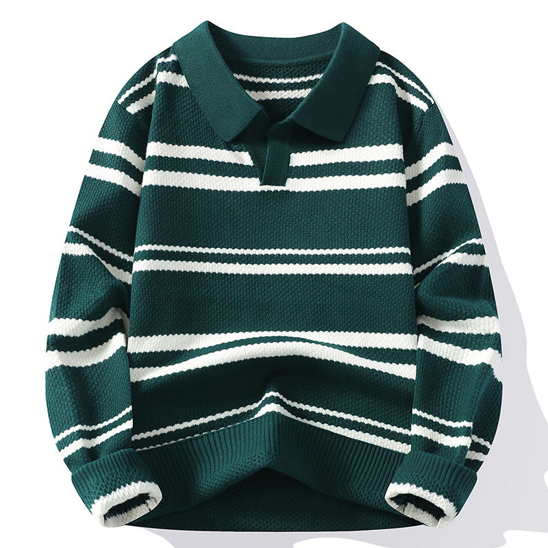 Street-wave Soft Striped Knit Sweater For Men With Modern Design And Cozy Warmth