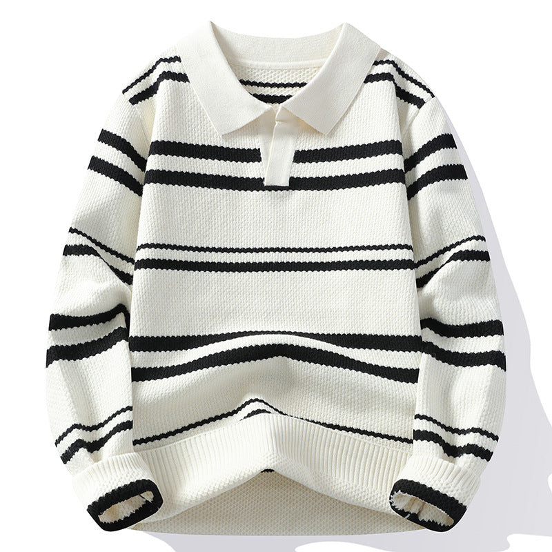 Street-wave Soft Striped Knit Sweater For Men With Modern Design And Cozy Warmth