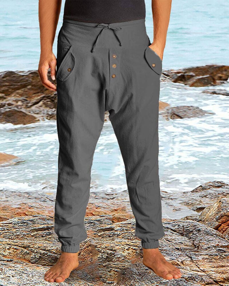 Street Wave Mens Linen Pants Breathable Lightweight Summer Comfort Relaxed Fit For Beach City Wear