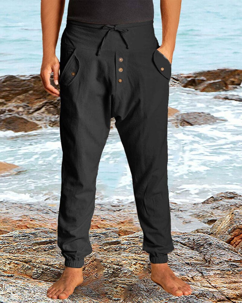 Street Wave Mens Linen Pants Breathable Lightweight Summer Comfort Relaxed Fit For Beach City Wear